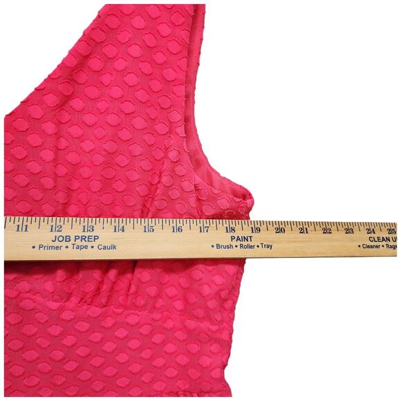 Nine West Dress Women’s 12 Fit & Flare Hot Pink Lined Textured Casual Church Wor - Picture 12 of 14
